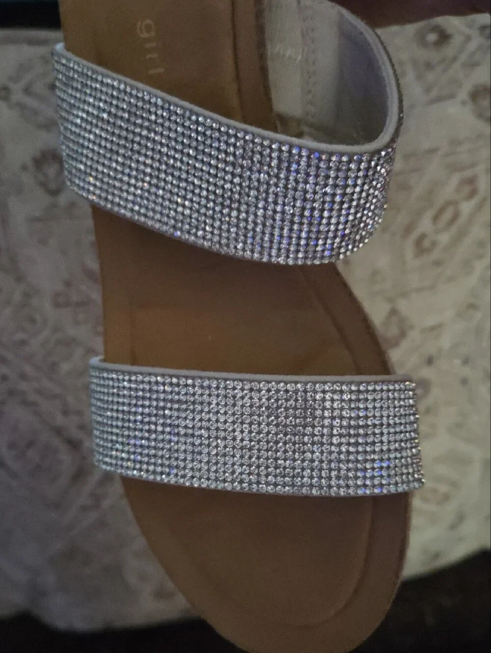 Women's Silver Rhinestone Espadrille Wedge Sandals